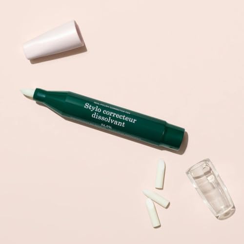Manucurist Nail Polish Corrector Pen - Gel Nail Polish Corrector Pen + 3 Tapered Refill Tips - Acetone Free, Bio-Sourced Nail Polish Remover Brush - Gel Nail Polish Accessories Transparent