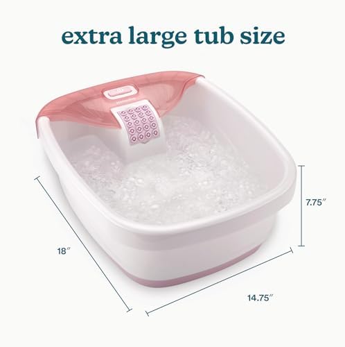 Homedics Bubble Bliss® Deluxe Footbath Gift Set – Heated Foot Spa with Invigorating Bubbles, 3 Massage Attachments, Pumice Stone, Moisturizing Heel Socks & Splash Guard for Ultimate Relaxation