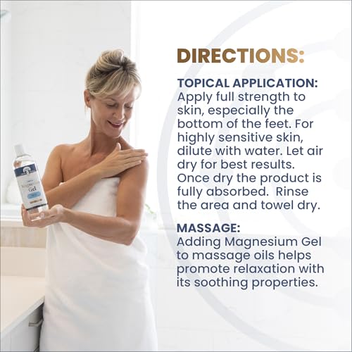 Health and Wisdom Topical Magnesium Gel with Aloe Vera - Magnesium Gel Topical for Muscles, All Natural Topical Magnesium Chloride Gel - 12 Fl Oz