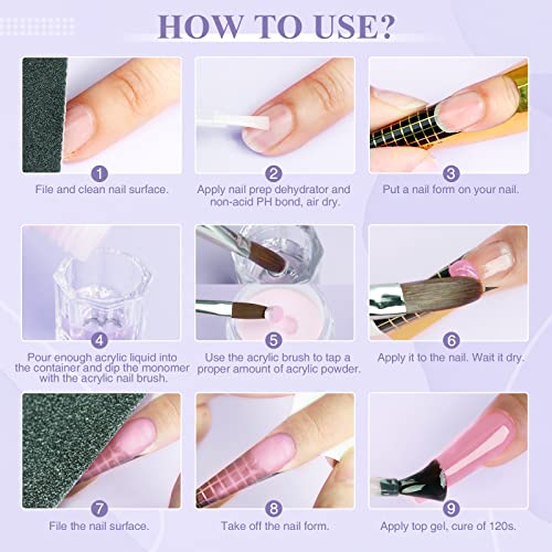 SAVILAND Acrylic Nail Kit with Drill: Professional 0.5Oz Clear/White/Pink Acrylic Powder and 50ml Liquid Set with Drill Nail Brush Forms Tool Extension Set for Beginners with Everything Home DIY Salon
