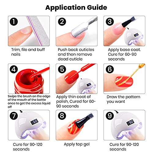 RARJSM Nail Art Gel Liner Painting Polish Set,12 Pastel Colors Spring Summer Collection,Painted Gel Nail Polish Set Build in Thin Brush Soak Off Curing Requires Salon DIY Nail Design Line Art 8ML