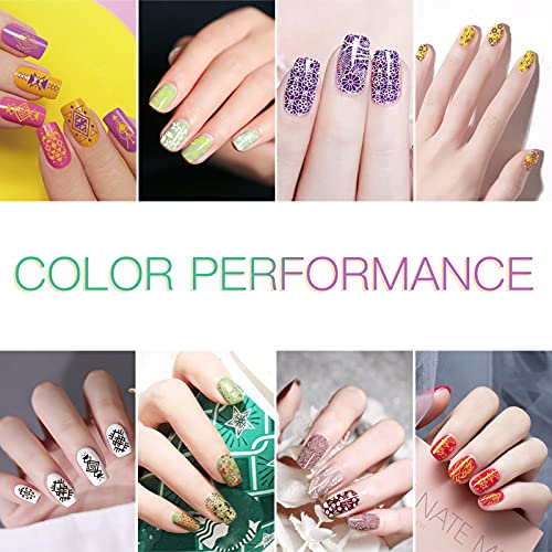 SEISSO Stamping Nail Polish Gels, 12 Colors Stamping Gels Black White Glitter Green/Silver/Golden for Nail Stamp Plate Stamper