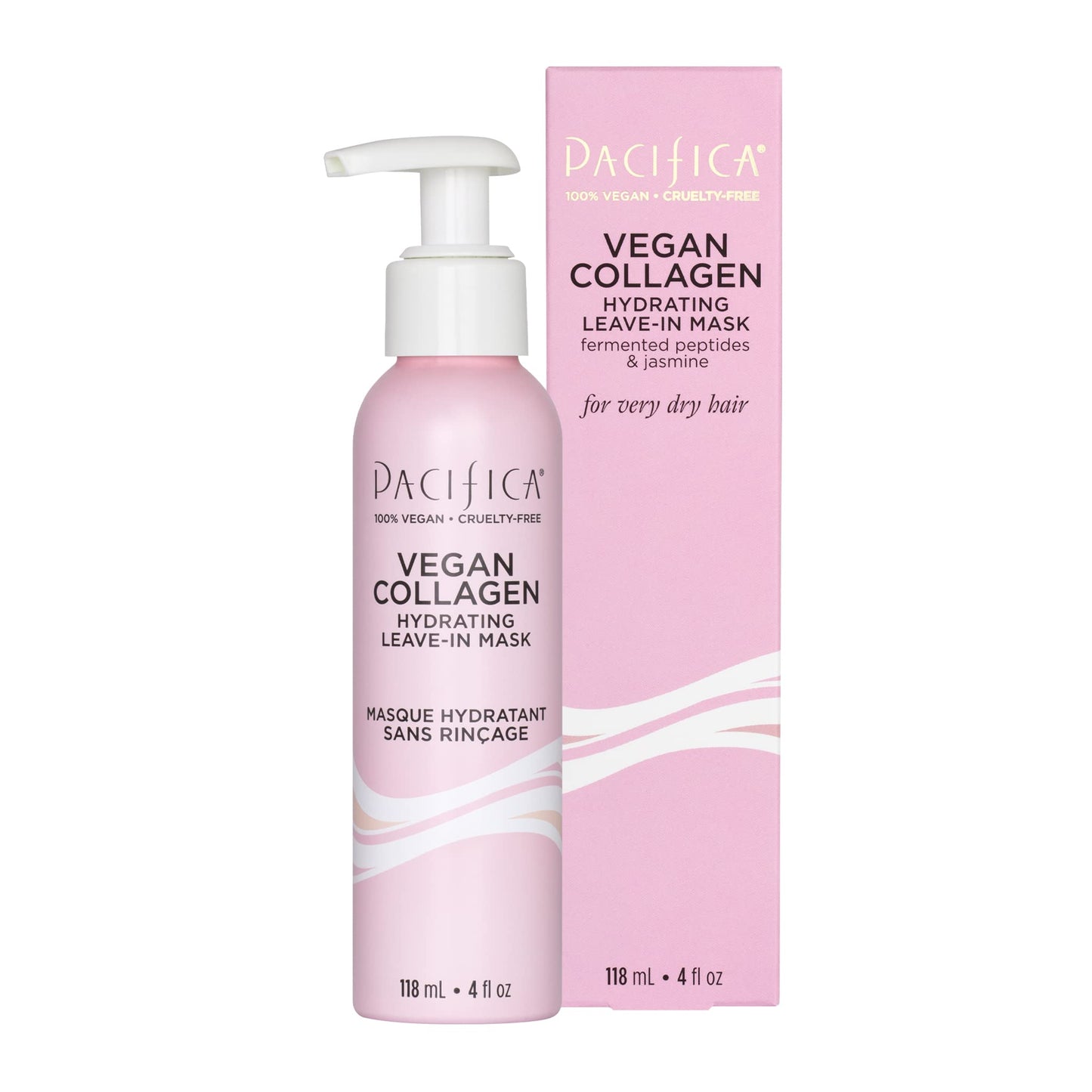 Pacifica Vegan Collagen Leave-In Repair Hair Mask – Leave-In Conditioner Treatment for Dry Damaged Hair, Hydrating Hair Repair Mask to Strengthen, Reduce Breakage & Split Ends Vegan & Cruelty-Free 4oz