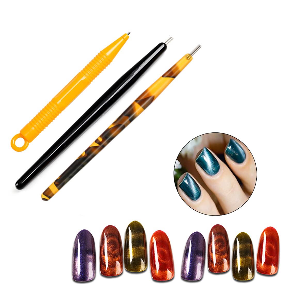 15 Pcs Nail Magnet Tool Set Magnet Plate Wand Board Magnetic Pen Stripe Nail Magnet Double Ended Magnet Wand Magnet Stick for Cat Eye Gel Polish Nail Art