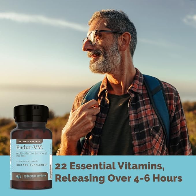 ENDUR-VM - WITHOUT IRON – Sustained-Release Daily Multi-Vitamin - Vitamin A, Vitamin C, Vitamin D, Vitamin E, Vitamin B12 - Zinc for Immune Health Support + Calcium & More - 60 Tablets