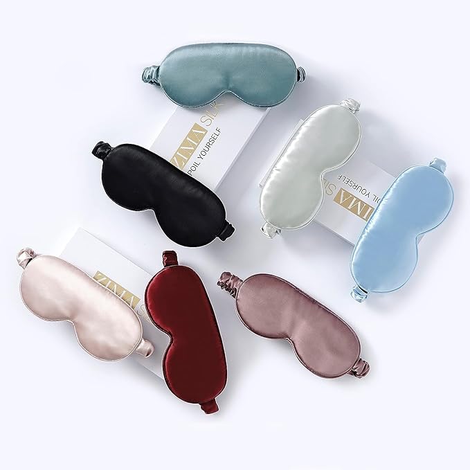 ZIMASILK Adjustable 22 Momme 100% Pure Mulberry Silk Sleep Mask, 3D Contoured Cup Eye Mask for Sleeping, Super Soft Breathable Blindfold, Perfect Blocks Light for Sleeping. (Beige)