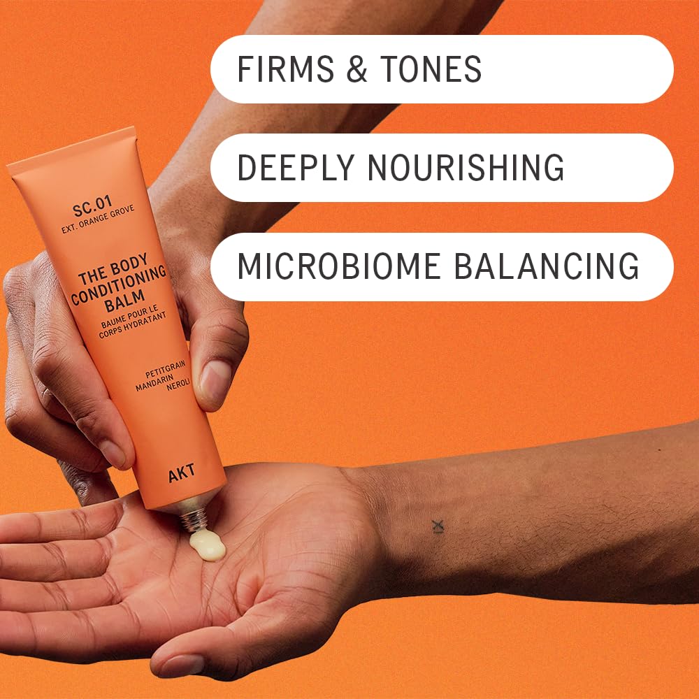 Akt The Body Conditioning Balm 3.4 Fl Oz, Firming Cream, Hydrating Body Balm with Olive Squalane & Lactic Acid, Vegan Moisturizer, Plastic Free, Sc.01 Orange Grove, All Genders