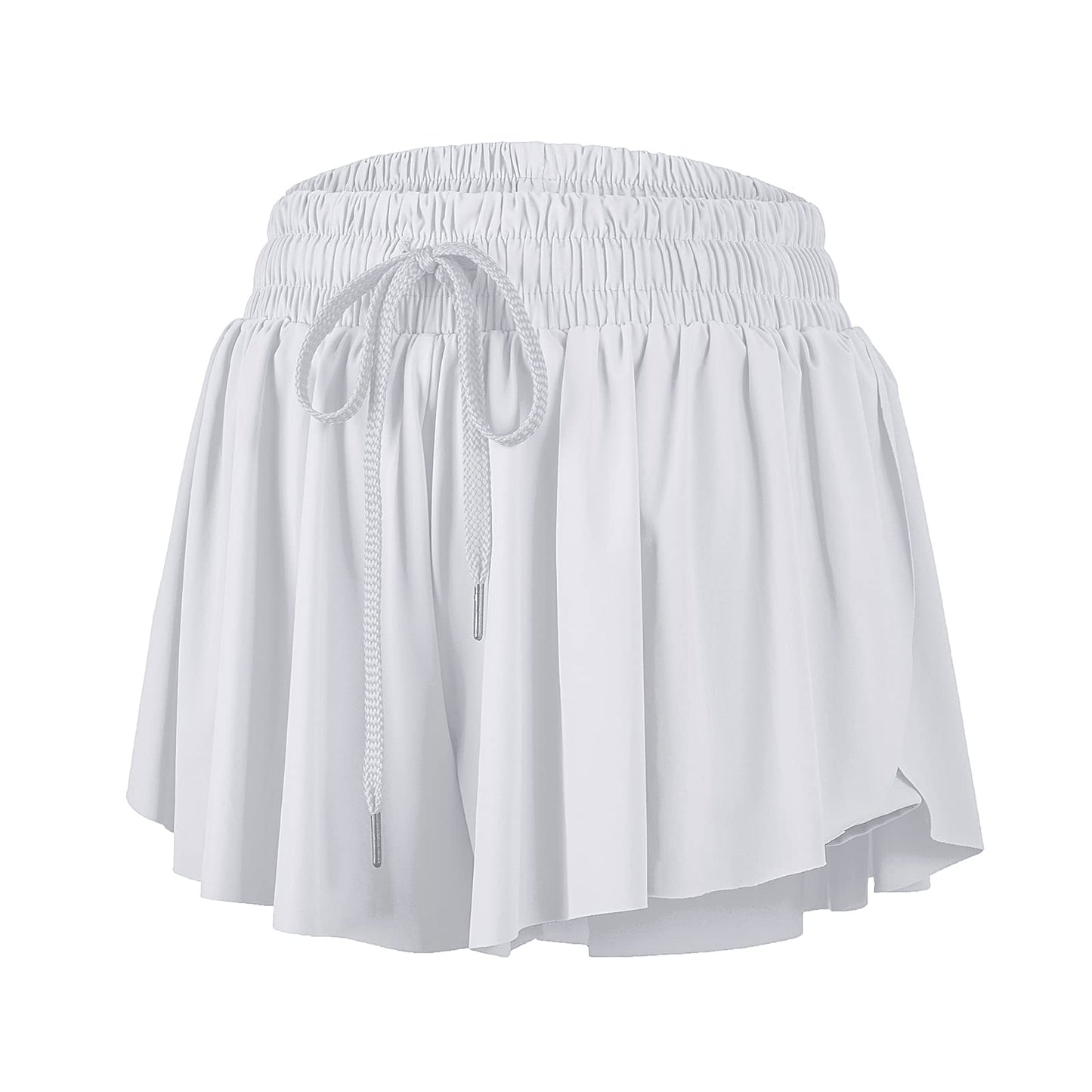 Blaosn Flowy Athletic Shorts for Women Gym Yoga Workout Running Wear Sweat Spandex Tennis Skorts Skirts with Pockets Cute Comfy Teen Girls Trendy Clothes Summer(XXS,white)