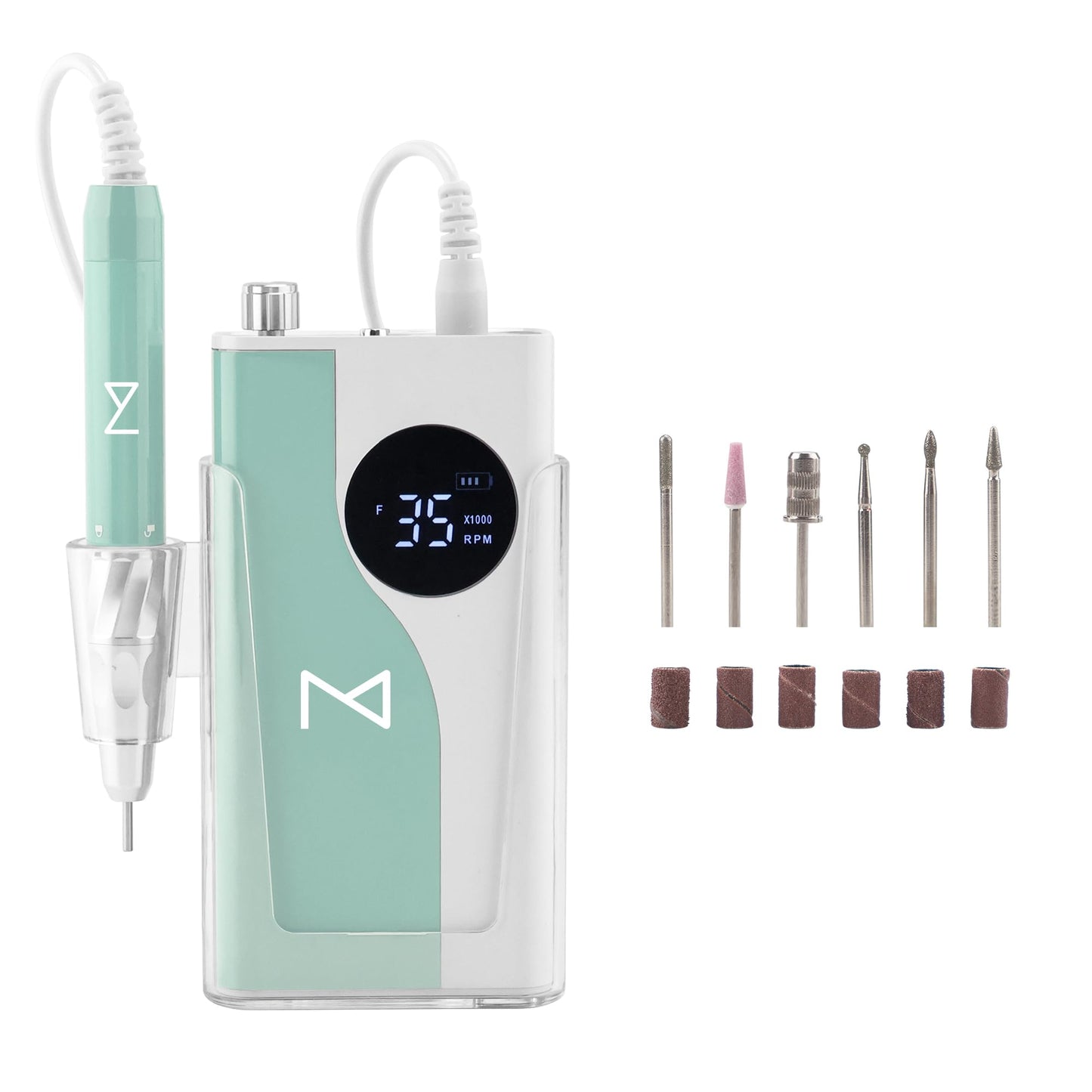 M - Ying Yang Brushless Nail Drill - 35K RPM Wireless Powerhouse, 85w, Aluminum Alloy Shell, Ultra Quiet Operation for Smooth Precision Nail Art (Mermaid)
