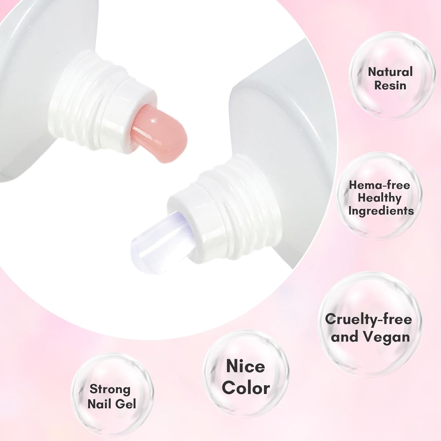 Makartt Poly Nail Gel Set, 2 Colors 50ML, Milky White and Nude Pink, Strong Builder for Extension Overlay Strengthener 3D Diy, Multifunctional, Long-lasting for Nails French Manicures Home Salon