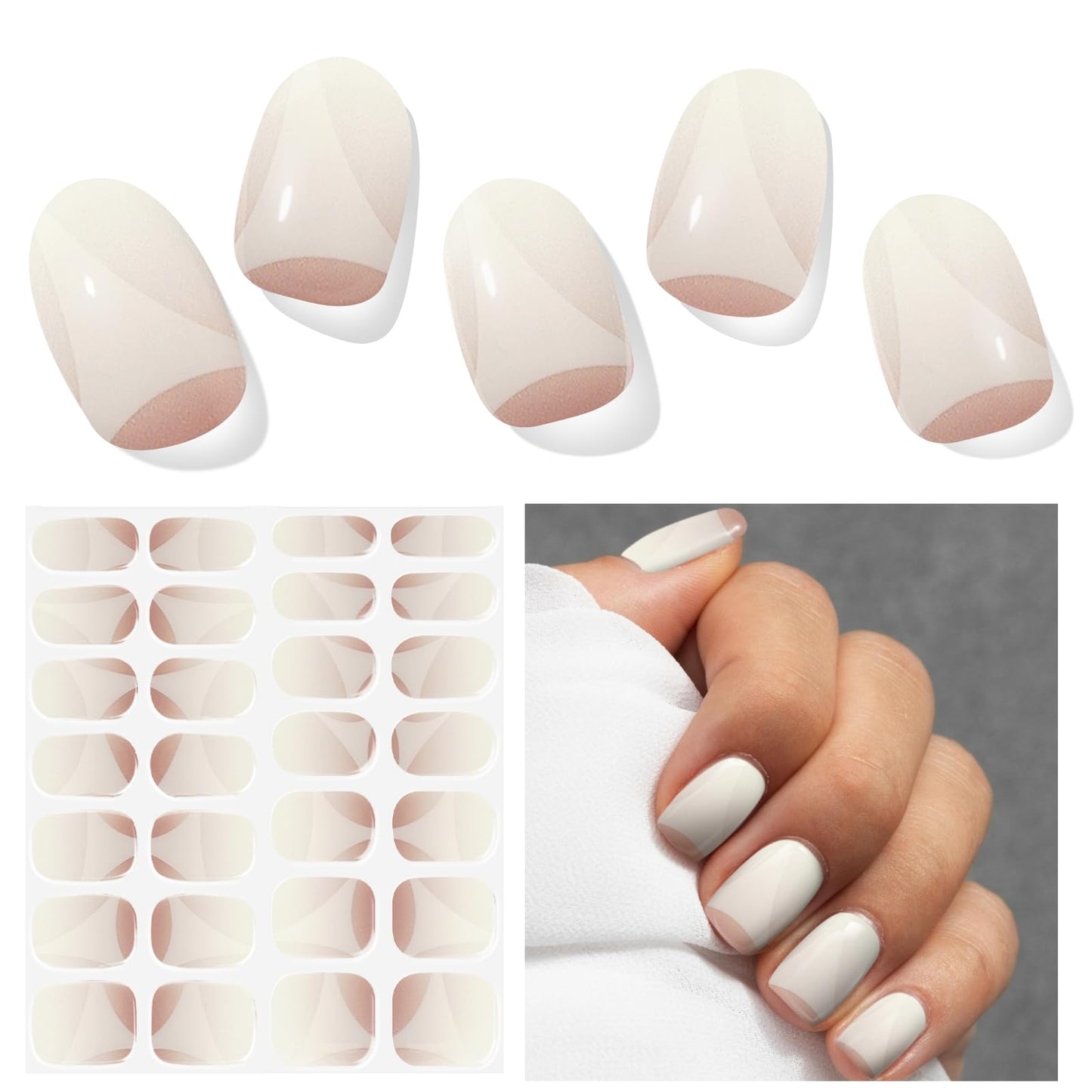 DUKASOU Semi Cured Gel Nail Strips, 28 pcs Mirror and Moon Gel Nail Strips UV Need, Long Lasting Gel Nail Stickers Full Nail Wraps for Women Girls Kids DIY DIY Decoration Birthday Party Gift