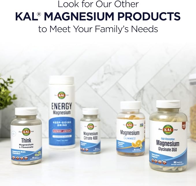 KAL Stress B Mag Glycinate, B Complex Vitamins Plus Magnesium, Active Forms Coenzyme Vitamin B-6, Methylcobalamin, and Folate from 5-MTHF, Healthy Mood & Relaxation Support, 30 Servings, 60 VegCaps