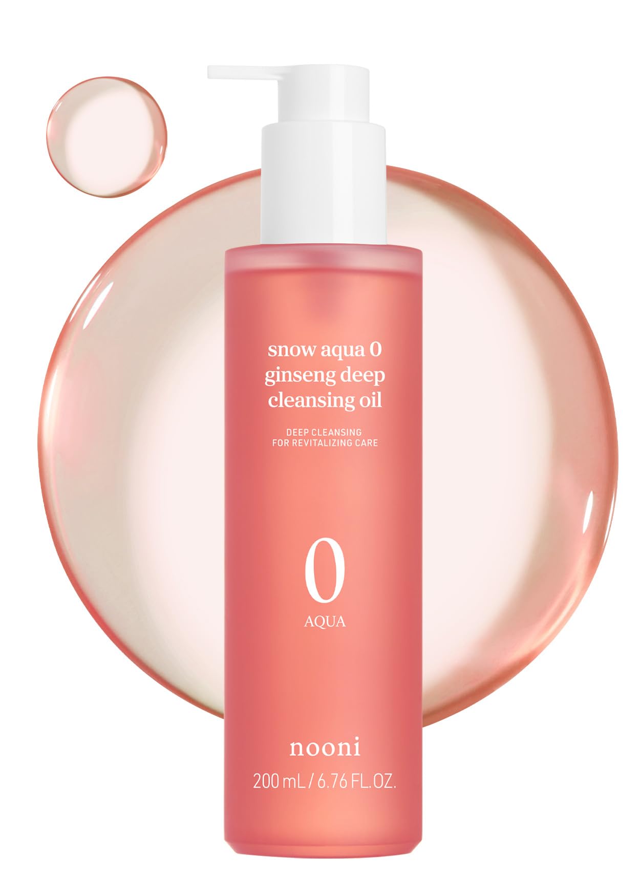 NOONI Facial Cleanser - Snow Aqua 0 Ginseng Deep Cleansing Oil | Makeup Blackhead Remover, Pore Care Control, Glass Skin, Helps Control Sebum, Revitalizing Care, Moisturizing, 6.76 FL.Oz (200 ml)