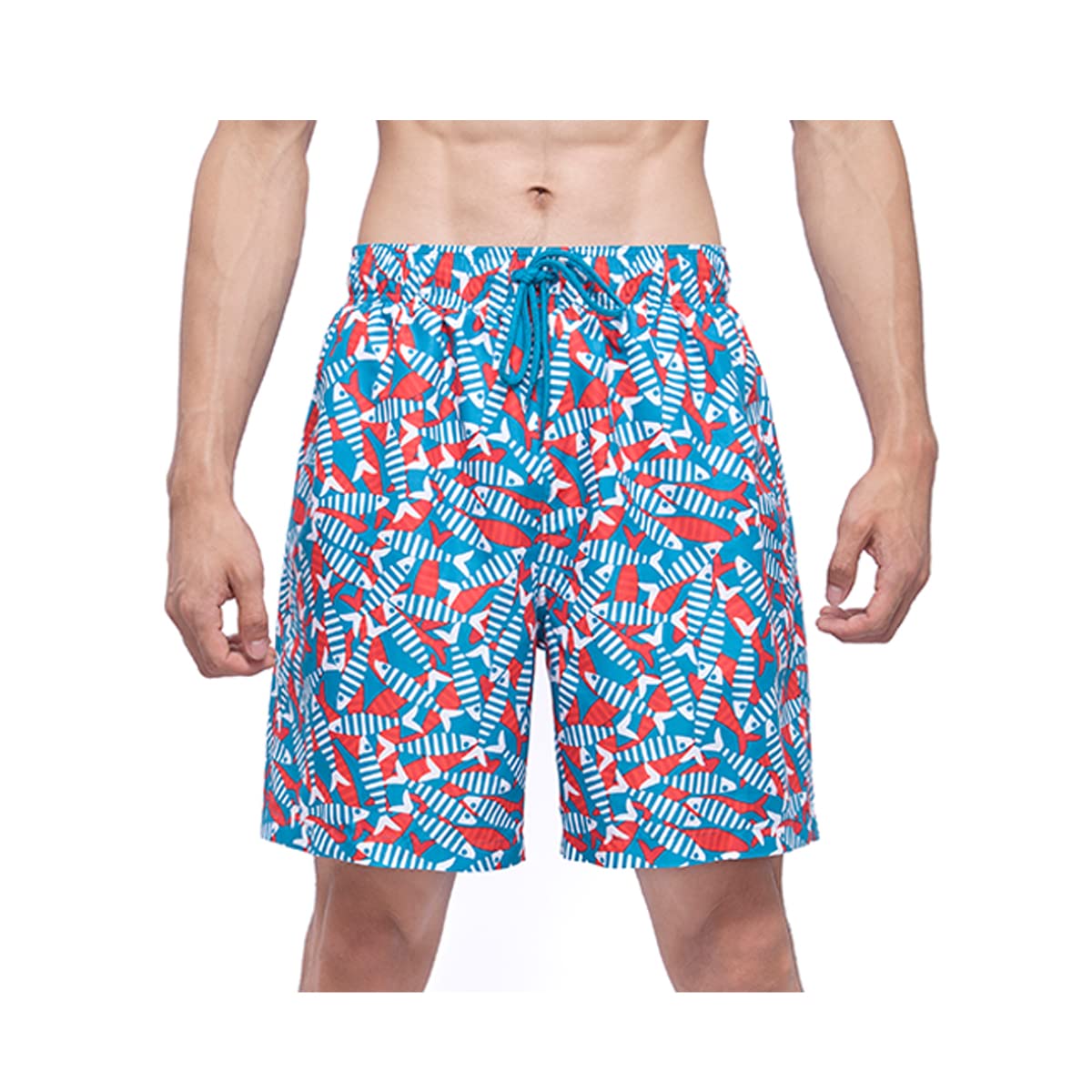 Rokka&Rolla Men's Swim Trunks 7.5" Quick Dry Beach Shorts Swimwear Bathing Suit with Mesh Lining