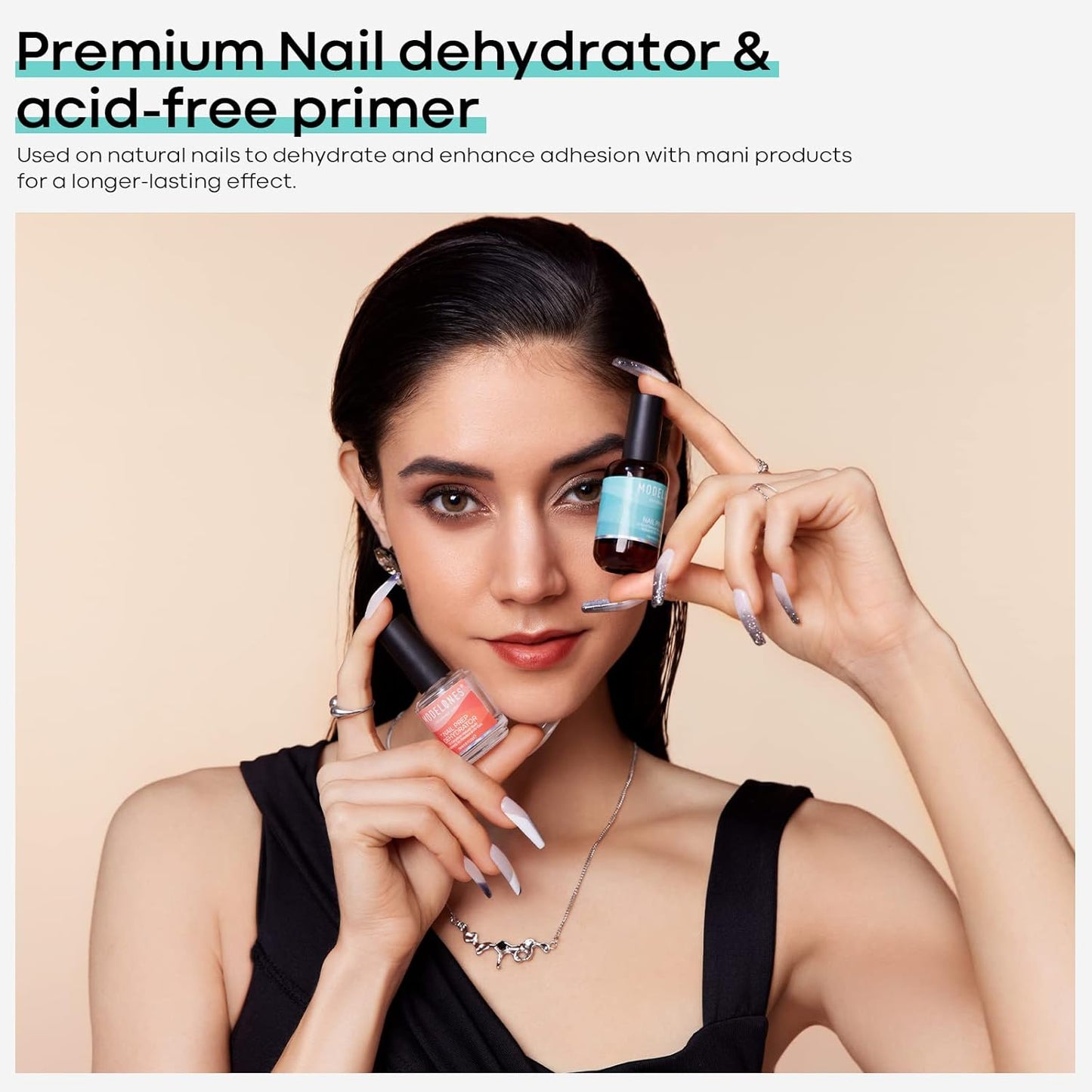 modelones 4 Pcs Nail Dehydrator and Primer, 15 ml Acid Free Natural Prep Dehydrate & Bond Primer Hema-Free Bonding for Nail Supplies