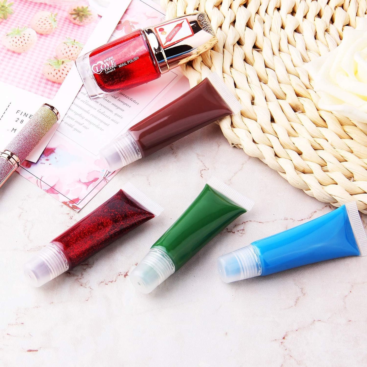 JIAKAI 10ml Mini Clear Refillable Empty Tubes Lip Gloss Balm Container,Soft Tubes Makeup Box,Shampoo Samples Empty Tubes with Screw Cover (10pcs)
