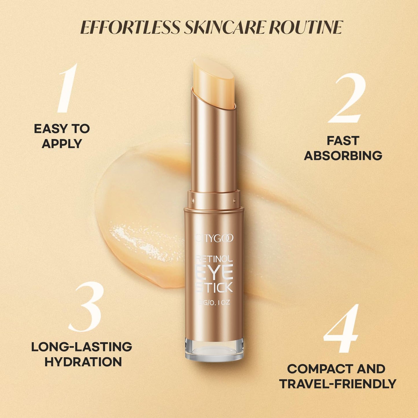 CITYGOO Retinol Eye Stick With Collagen, Hyaluronic Acid For Dark Circle, Under Eye Cream Anti Aging, For Puffiness and Bags Reduces Fine Lines (Retinol Eye Stick, 1pcs)
