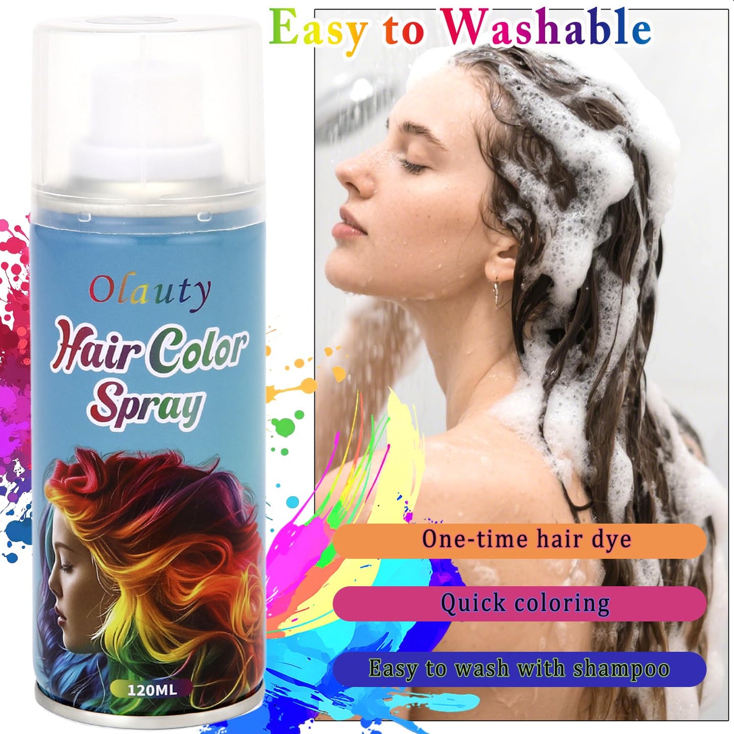 Red Hair Spray, Temporary Hair Dye Spray For Kids Women Men,Washable One-Time Use Hair Color Wax, Non-Sticky Hair Coloring for Cosplay Party, Halloween DIY Crazy Hair Day (Fire Red)