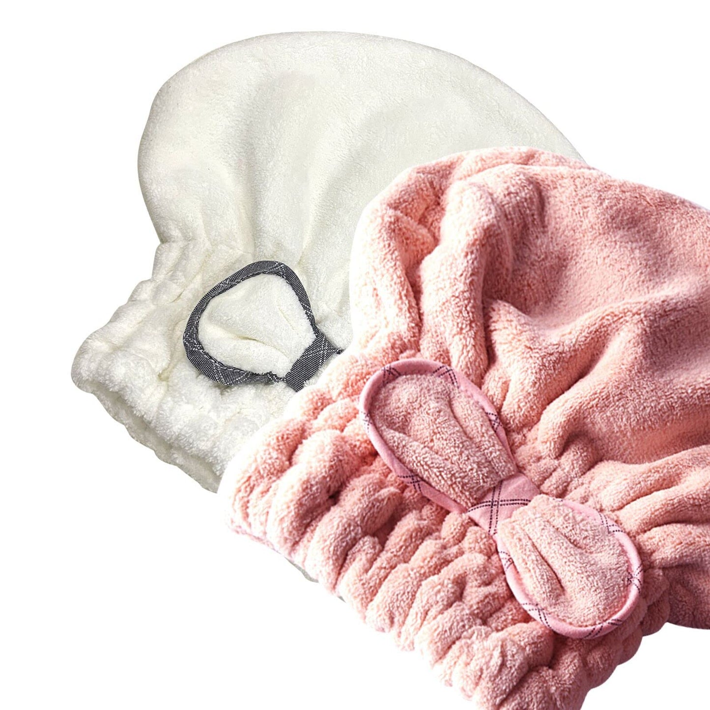 Jseng 2PC Microfiber Hair Drying Caps Large, Extrame Soft & Ultra Absorbent, Fast Drying Turban Hair Wrap Towels Thick Fluffy for Women