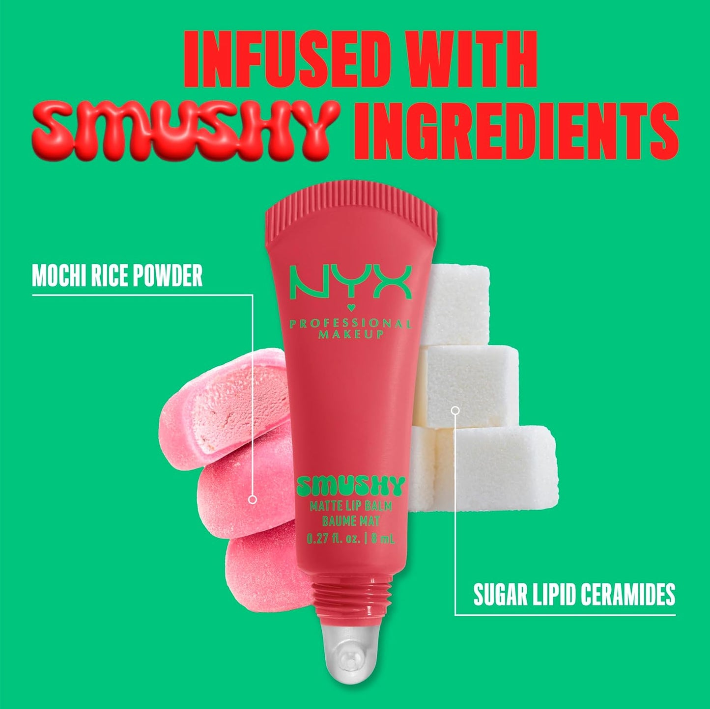 NYX PROFESSIONAL MAKEUP Smushy Matte Lip Balm, Tinted Lip Moisturizer with Soft, Matte Finish - Snuggle SZN (Blush Nude)