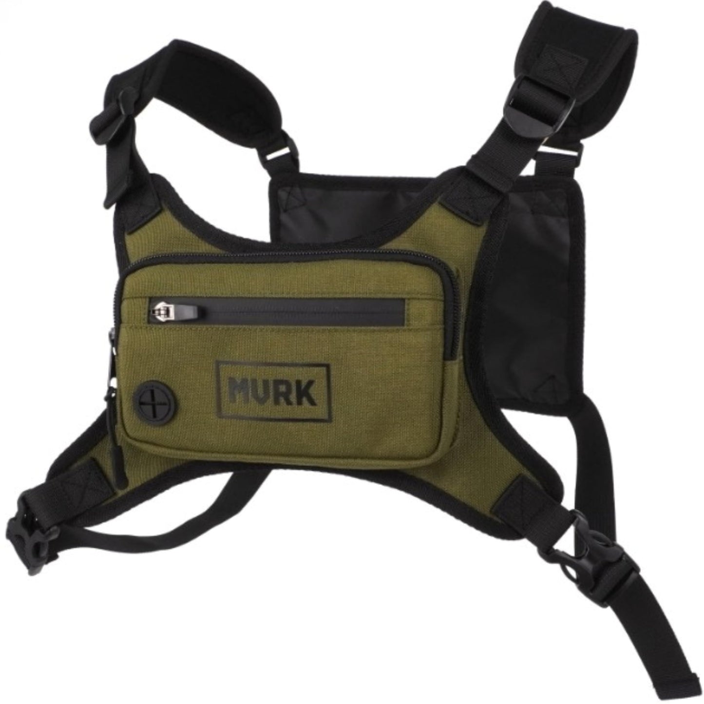 MVRK Water Resistant Chest Pack - Minimalist Running Pack For Workouts, Running Phone Holder With Extra Storage, Lightweight Running Vest, Running Backpack With Reflective Print (Olive)