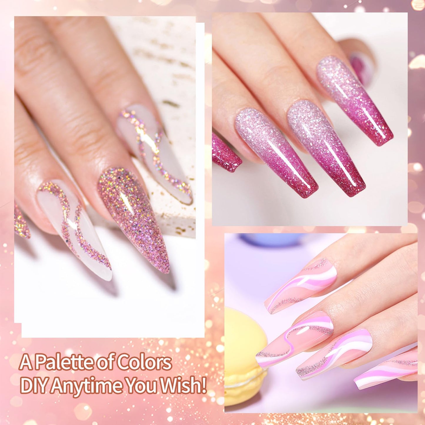 Finger Secret 4 Colors Set Ombre Pat Gel Glitter Nail Polish Shine,Patting Ombre Pigment Palette for Nail with 20Pcs Nail Sponges for Gradient Gel Painting Nail Art Ombre Pat Gel Nail Polish