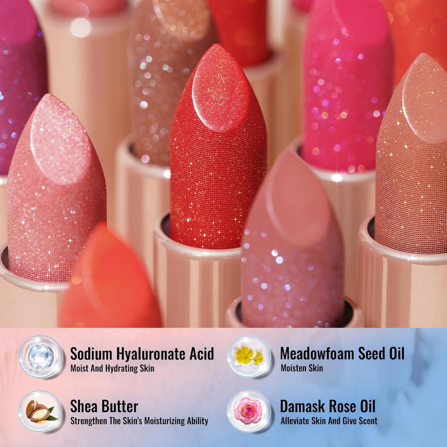 Oulac Moisturizing Coral Red Lipstick - Tinted Lip Balm Infused with Damask Rose Oil Alleviate Lips, Shiny & Lightweight Lip Makeup Vegan & Gluten Free, PG02 Red Coral