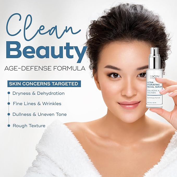 Hyaluronic Acid Serum for Face - Dermatologist Tested - with Collagen for Anti-Aging, Ultra Hydrating, Fine Lines, Wrinkles & Acne Scar Treatment - Clean Beauty, Korean Skincare