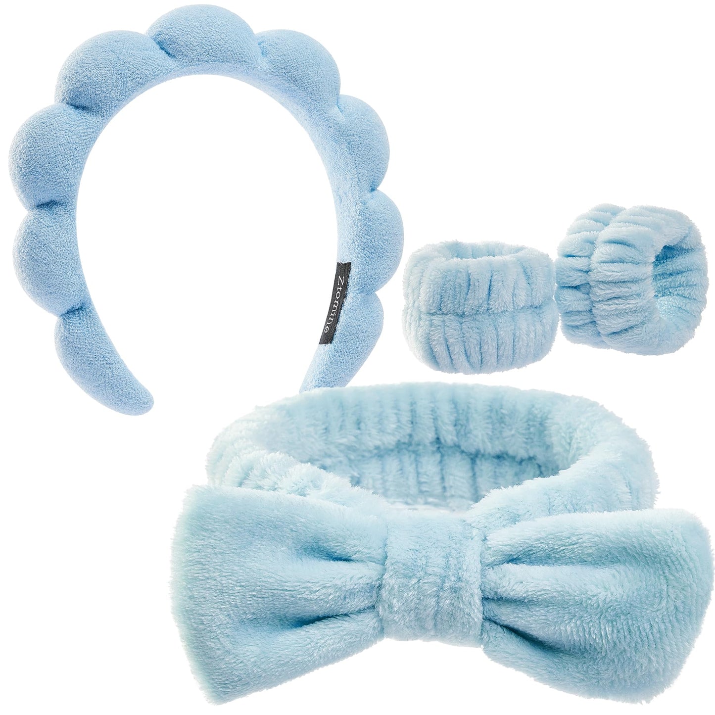 Ztomine Headbands for Women - Spa Headband and Wristband Set - Headband for Washing Face,Facial Mask,Makeup and Skin Care,Gifts for Women and Teen Girl Gifts Trendy Stuff