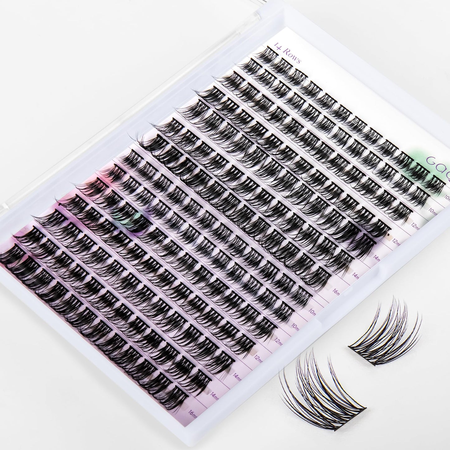 GAQQI Lash Clusters, GQ19 Individual Lashes 168pcs D Curl, DIY Lash Extension 10-16mm Mixed Length False Eyelash Clusters, Natural & Wispy Lash Wisps (GQ19,D Curl,10-16mm)