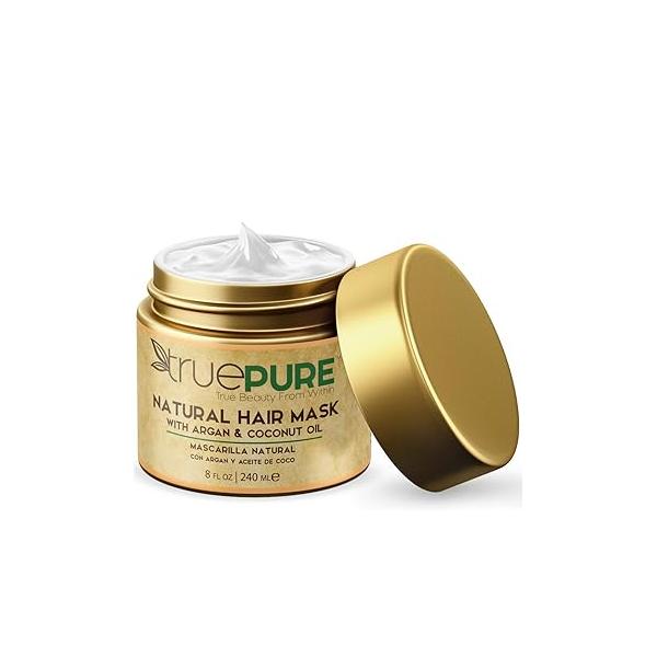 Argan Oil Hair Mask Conditioner for Dry Damaged - Deep Conditioning Hydrating Repair Treatment with Coconut, Caffeine, Jojoba Stronger, Thicker & Fuller Growth 8oz