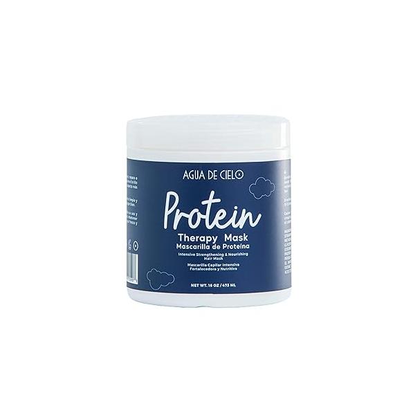 Agua de Cielo Protein Therapy Hair Mask - Deep Conditioning Treatment for Hair, Strengthens & Repairs with Hydrolyzed Keratin, Collagen, Coconut Oil Argan 16 Oz
