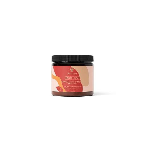 As I Am Jamaican Black Castor Oil Smoothie 16 oz - with Ceramide, Vitamin C & E Enhanced Curl Definition Lightweight Strong Hold Flake Free Reduces Breakage Tangles