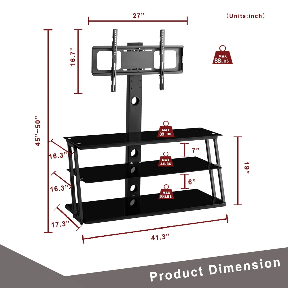 5-Tier Tempered Glass Side Table Stainless Steel Frame End Table for Living Room, Bedroom, Black