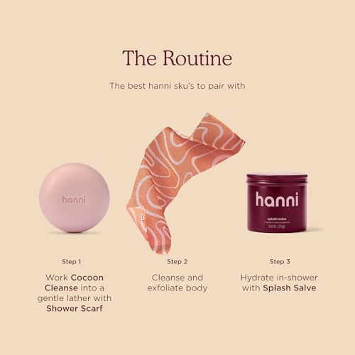HANNI Extra-Long Shower Scarf, Japanese-Inspired Exfoliating Body Scrubber, Loofah-Like Wash Cloth for Dead Skin Removal