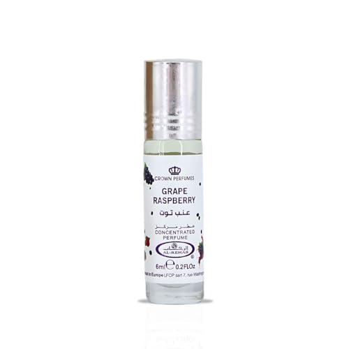 Al-Rehab Grape Raspberry Arabian Perfume Oils for Women 6ML (0.2 OZ) (Pack of 3) Fragrance Oil - Fruity, Floral & Sweet Concentrated Perfume Oil - Long-Lasting, Vibrant and Exotic Arabian Fragrance