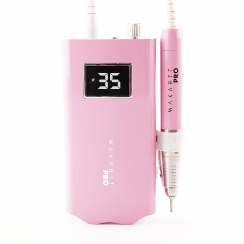 LuxuriaPro 35000 RPM Professional Nail Drill - 85W Brushless Motor | High Torque | Quiet & Vibration-Free | Portable, Rechargeable & Cordless Nail Drill for Technicians - Baby Pink