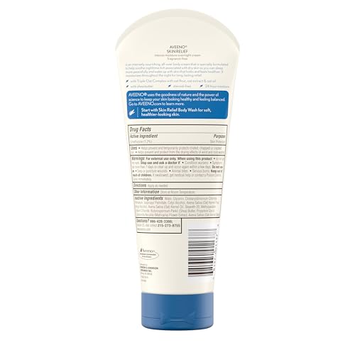 Aveeno Skin Relief Overnight Intense Moisture Cream with Triple Oat Complex & Natural Shea Butter, Therapeutic Dimethicone Skin Protectant for Dry Itchy Relief, Fragrance-Free, 7.3 oz, 3 Pack