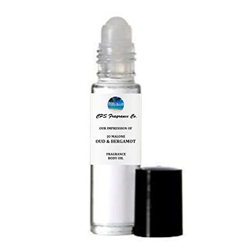 OUD & BERGAMOT For Women & Men Type Hypoallergenic Pure Perfume Body Oil Roll On 1/3oz (10ml) CPS Fragrance Co. Impression made with Pure essential Oils + Organic Fractionated Coconut Oil