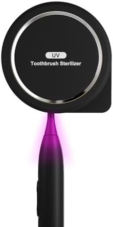 UV Toothbrush Sanitizer Holder, Toothbrush Sanitizer and Holder Cover Caps with Fan Drying, Rechargeable Portable Toothbrush Cleaner Case Fits Most Electric and Manual Toothbrushes (Black)