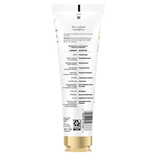 Pantene Sulfate Free Conditioner, Volumizing conditioner for fine or flat hair with Bamboo, Color Safe, 8.0 oz