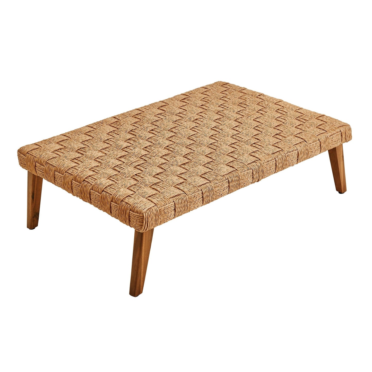 Coffee Side Table, Natural Brown, Wicker Rattan, Outdoor Patio Balcony Cafe Bistro Garden Hospitality Restaurant, Modern Contemporary, HB37236