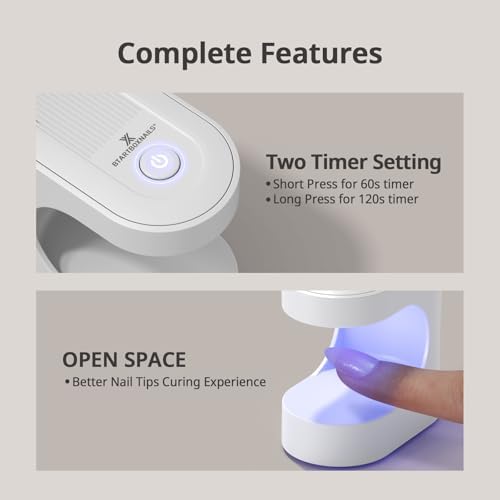 BTArtboxnails Handy Mini Nail Lamp - Fast Cure UV Nail Dryer for Gel Nails, Portable LED Nail Light with 2 Timer for All Gel Polish