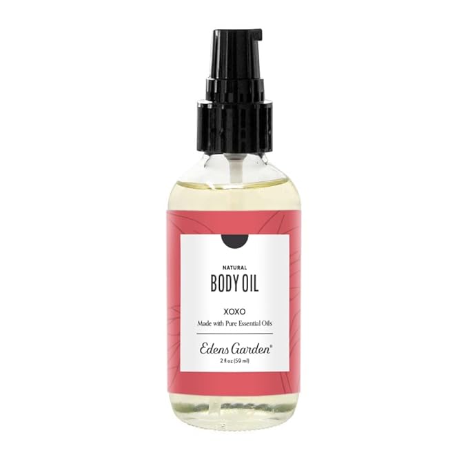 Edens Garden XOXO Bath & Body Oil – Romantic Floral Blend with Pure Essential Oils & Vitamin E for Smooth, Hydrated Skin – Aromatherapy Moisturizer for Date Night & Sensual Massage, 2 fl oz (59 ml)