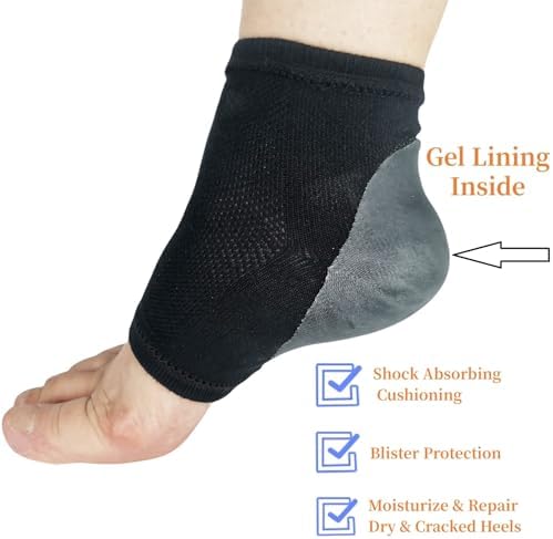 Gel Heel Sports Sock for Kids with Heel Discomfort Severs Plantar Fasciitis Heel Pain (2 Pairs Kids 3-7 Women 5-9)