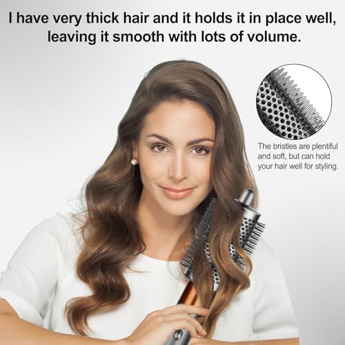 Upgraded Large Round Brush Attachment for Dyson Air wrap Jumbo Bigger Oval Round Volumizing Brush for Dyson Airwrap Accessories, Gray