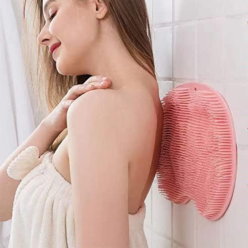 Foot Back Cleaning Pad, 2024 Upgrade Shower Foot Scrubber Mat Slip Suction Cups Foot Scrubber, Shower Foot Scrubber Mat Back Washer for Men and Women (Khaki)