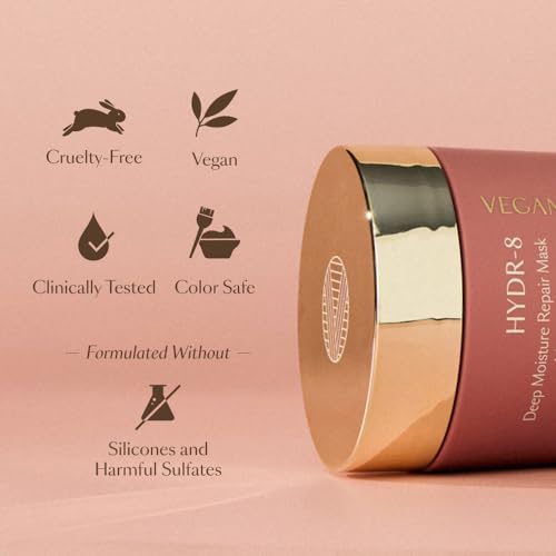 VEGAMOUR HYDR-8 Deep Moisture Repair Mask, Deep Conditioner Hair Mask Formulated Without Sulfates for Dry, Damaged, Frizzy Hair, Floral & Vanilla Scent, 5 fl. oz.