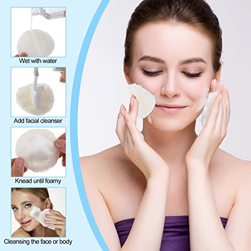 Bokon 100 Pcs Loofah Exfoliating Face Pads 2.36 Inches Round Natural Loofah Sponge Loofah Body Face Scrubber Remove Dead Skin Facial Loofah Pad Bulk for Bath Shower Spa Skin Scrub Cleaning Women Men