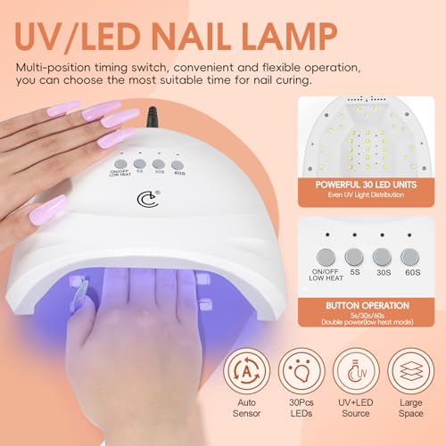 COSCELIA 66pcs Gel Nail Polish Kit with U V light and Drill Starter Kit 35 Colors Summer Gel Polish Set 5pcs Top Base Coat Nail Art Supplies French Gel Manicure Kit Gifts for Women DIY at Home